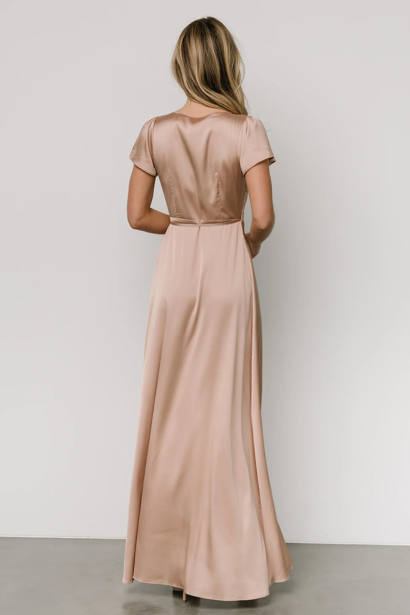 Krystal Satin Wrap Gown | Champagne