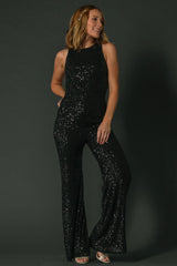 Hillary Sequin Jumpsuit | Black