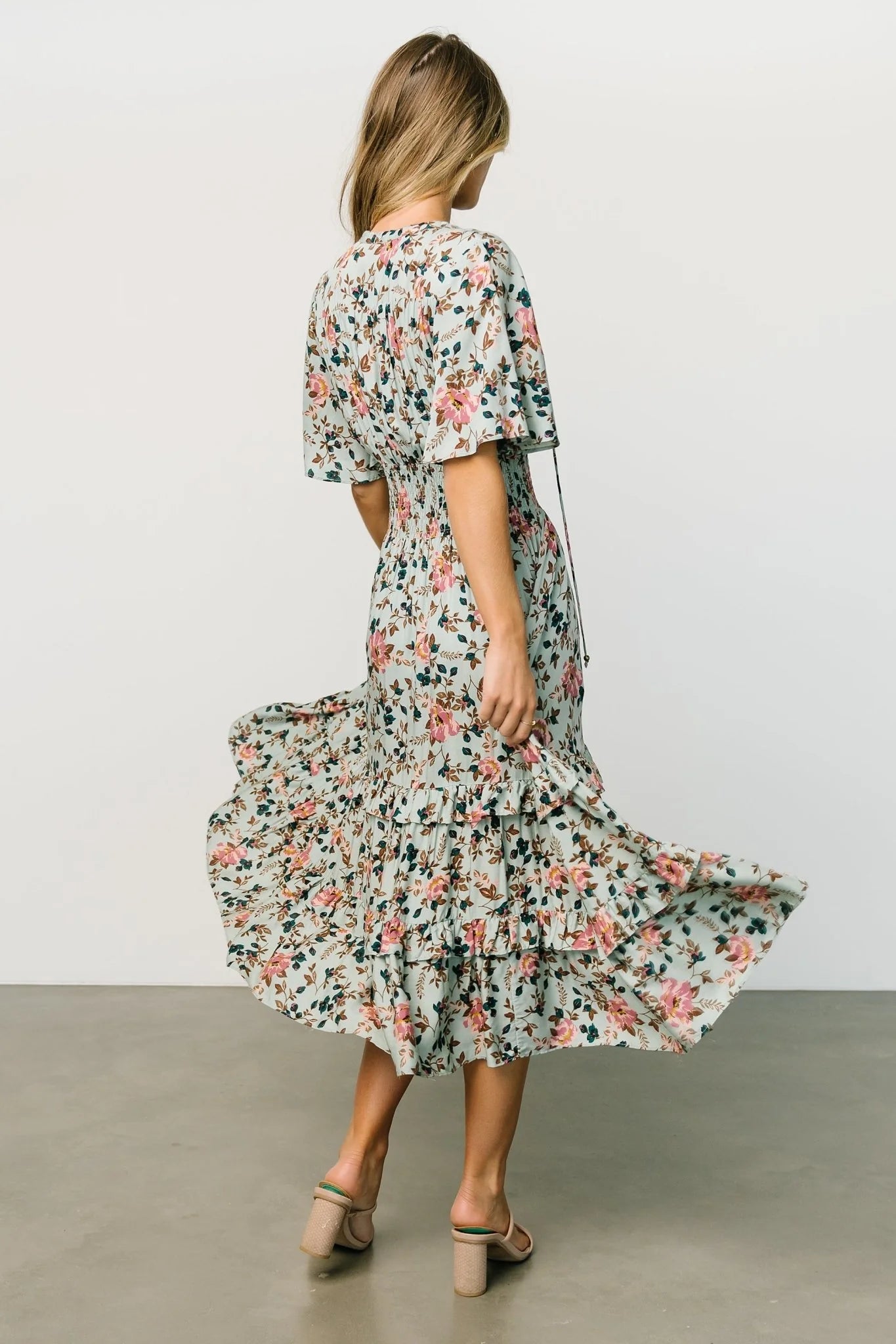 Spell Boho Midi Dress | Sage + Pink Floral