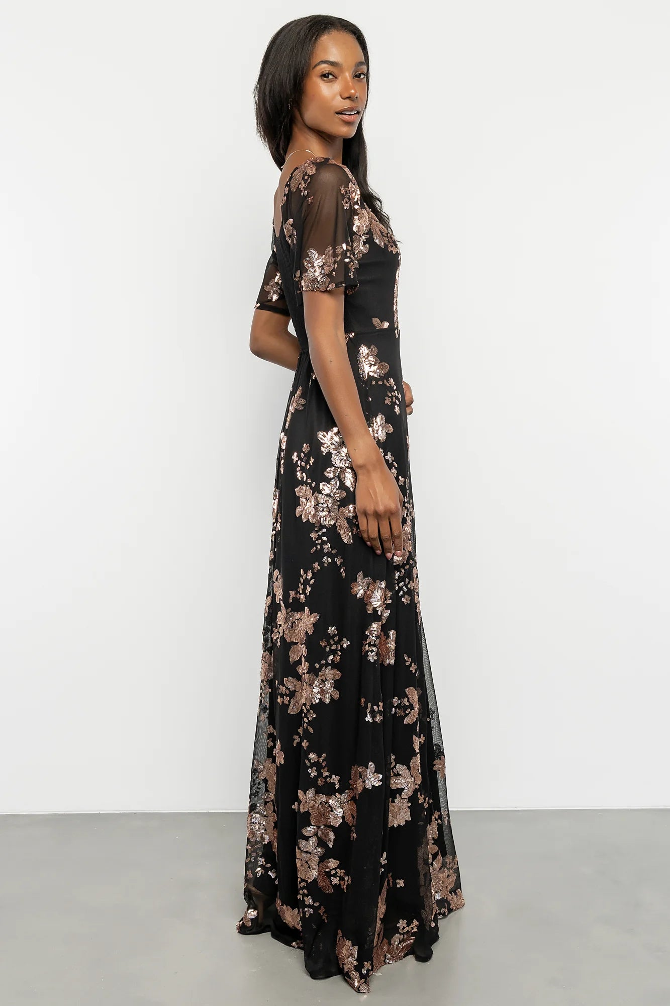 Karina Sequin Maxi Dress | Black + Gold