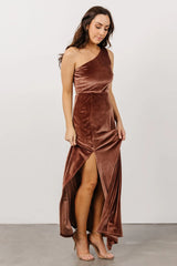Tatiana Velvet One Shoulder Maxi Dress | Desert Rose