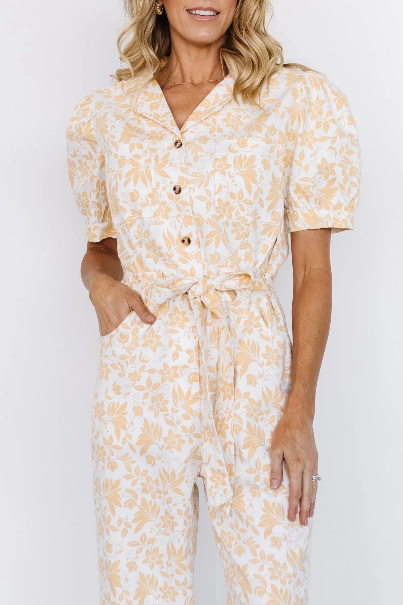 Annalise Jumpsuit | White + Yellow