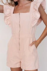 Montgomery Denim Romper | Pale Pink