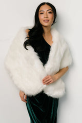 Jovie Faux Fur Shawl | Pearl