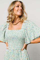 Regina Smocked Maxi Dress | Green Floral