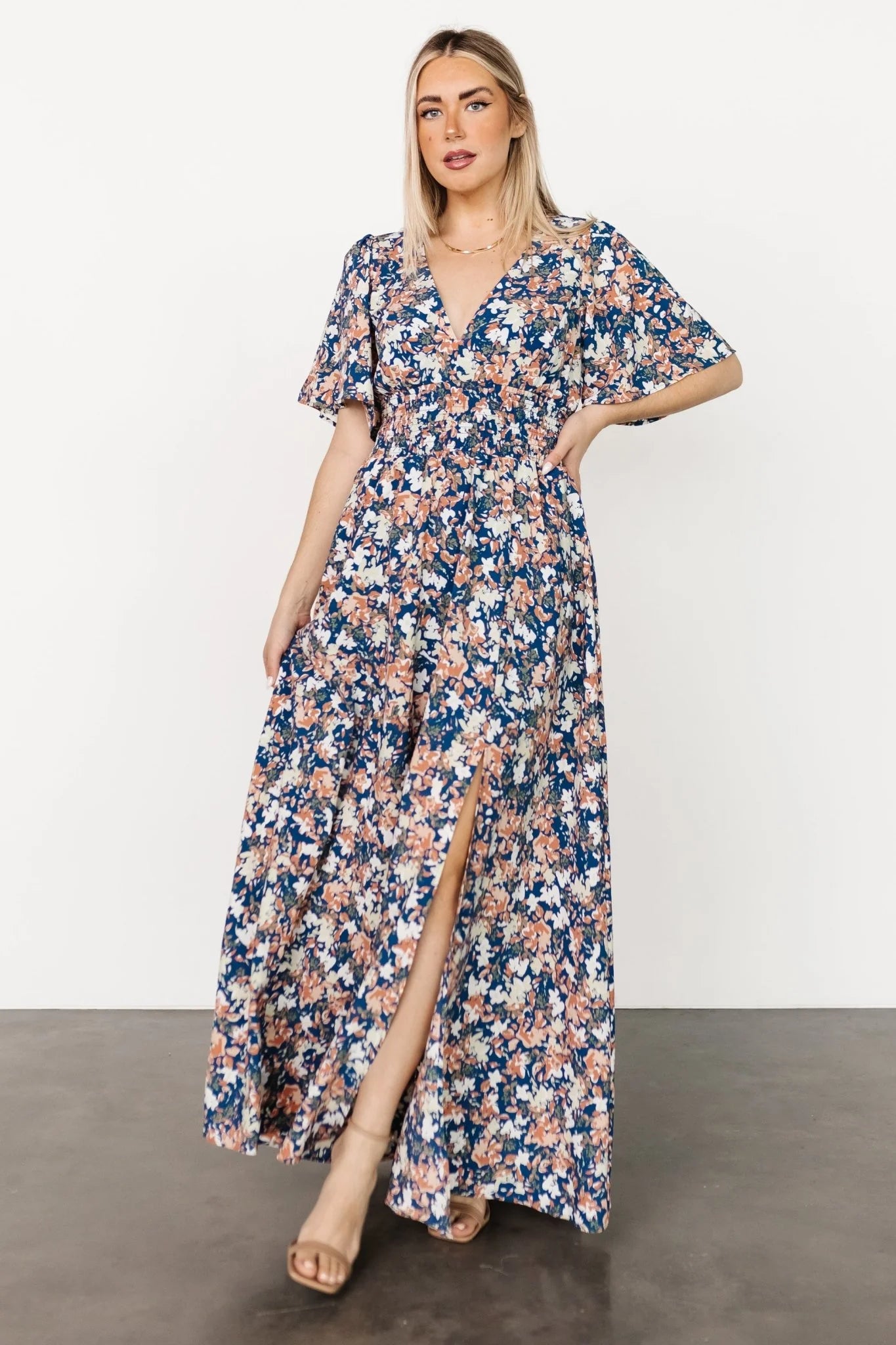Verona Smocked Maxi Dress | Blue Floral