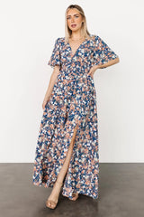 Verona Smocked Maxi Dress | Blue Floral