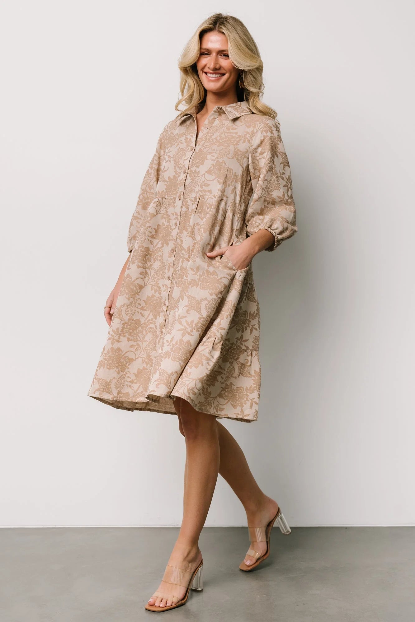 Dakota Babydoll Dress | Taupe Print