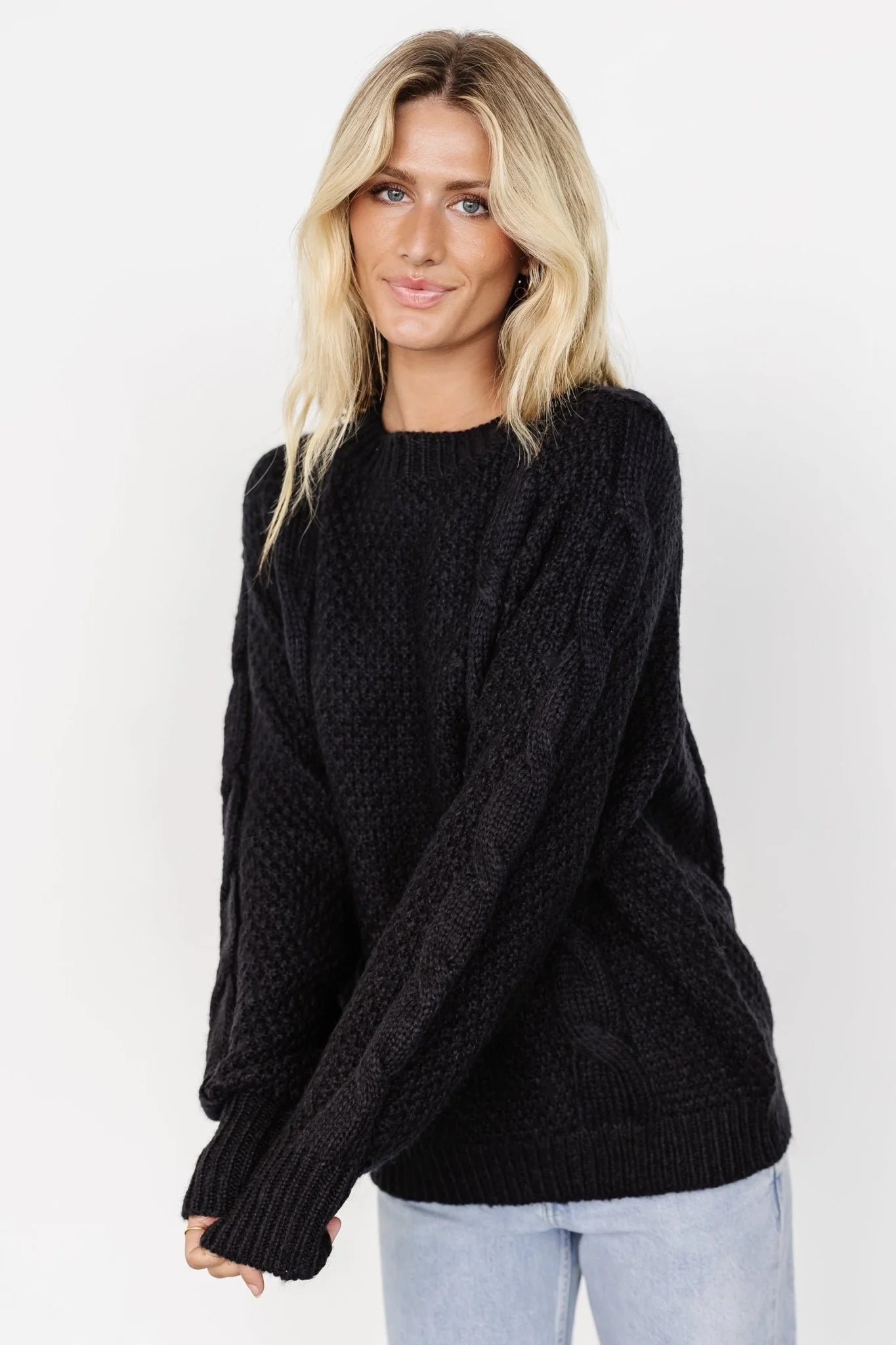 Lukas Cable Knit Sweater | Black
