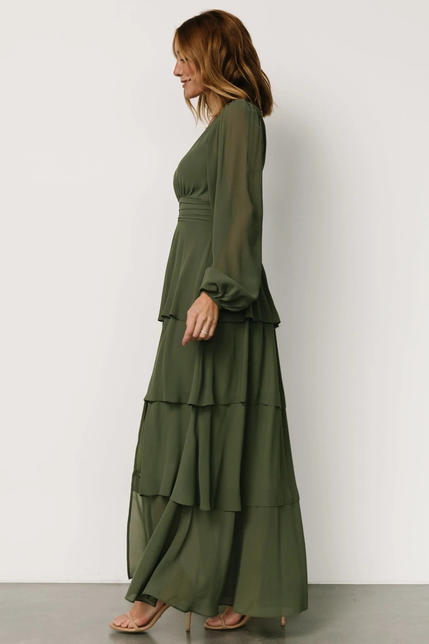 Mariella Tiered Maxi Dress | Dark Sage