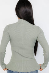 Ari Ribbed Long Sleeve Top | Sage