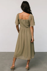 Colette Sweetheart Midi Dress | Dusty Olive