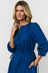 Santa Fe Poplin Midi Dress | Cobalt