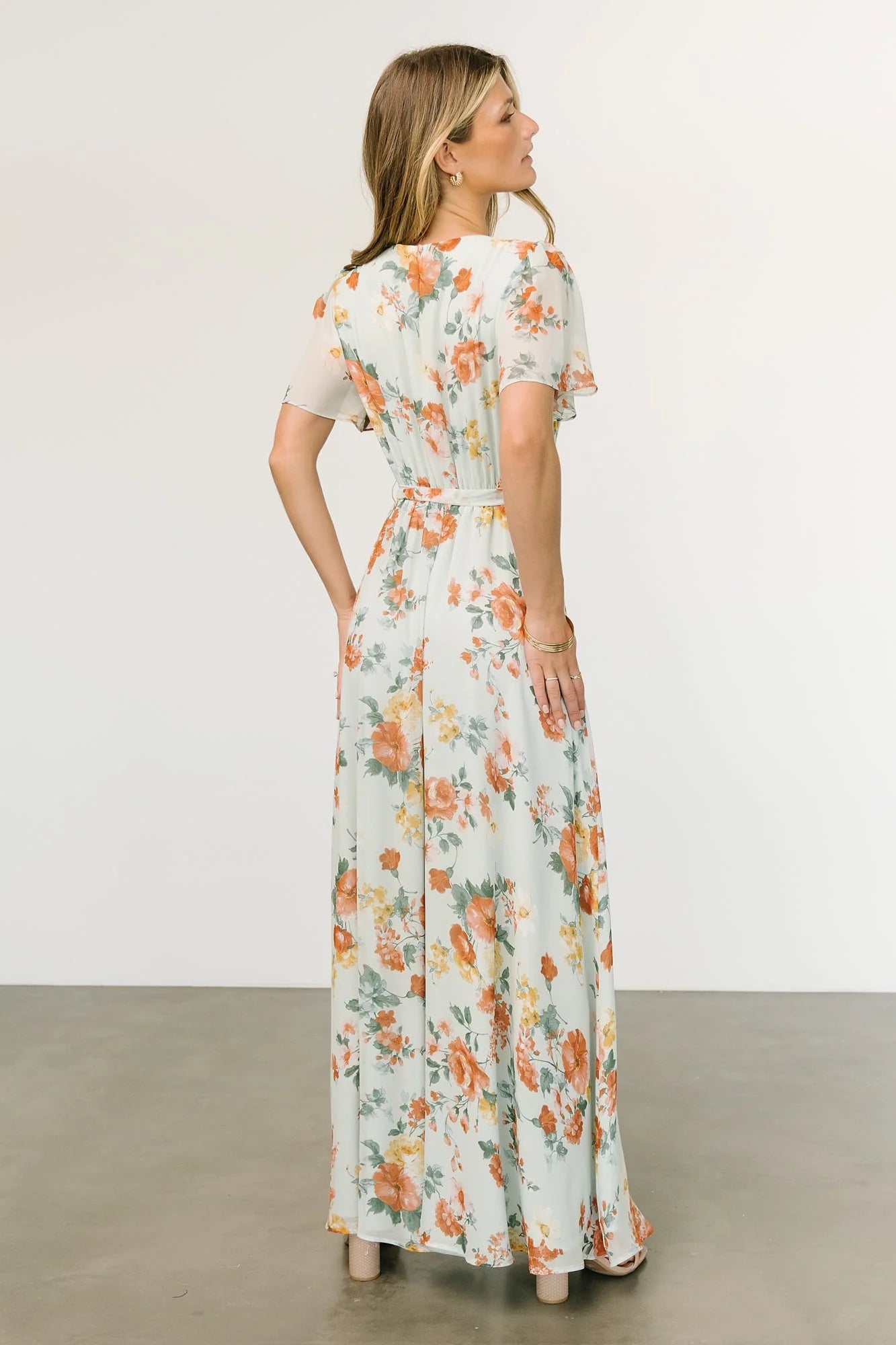 Naomi Short Sleeve Maxi Dress | Sage Floral