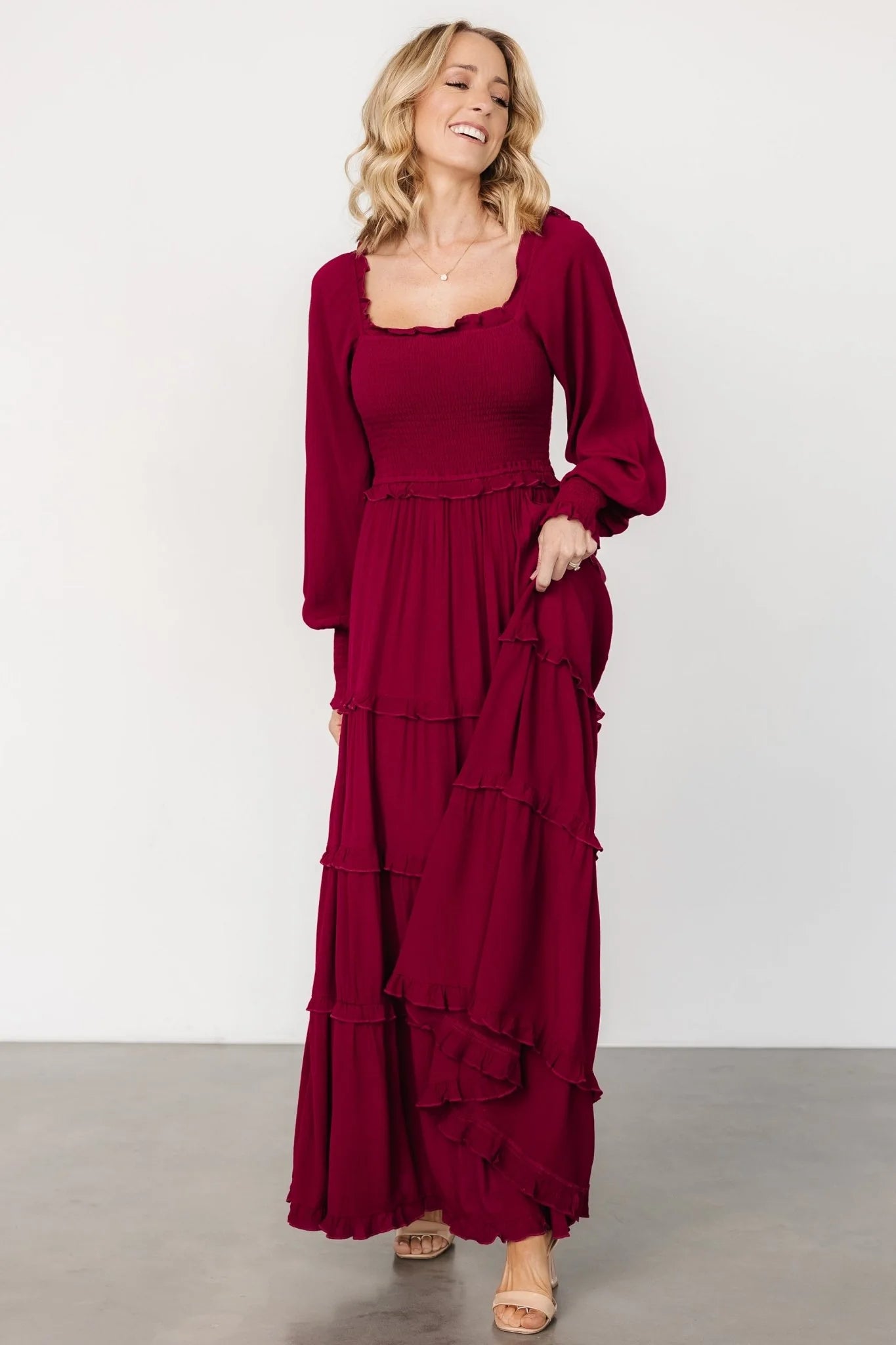 Lana Smocked Maxi Dress | Merlot
