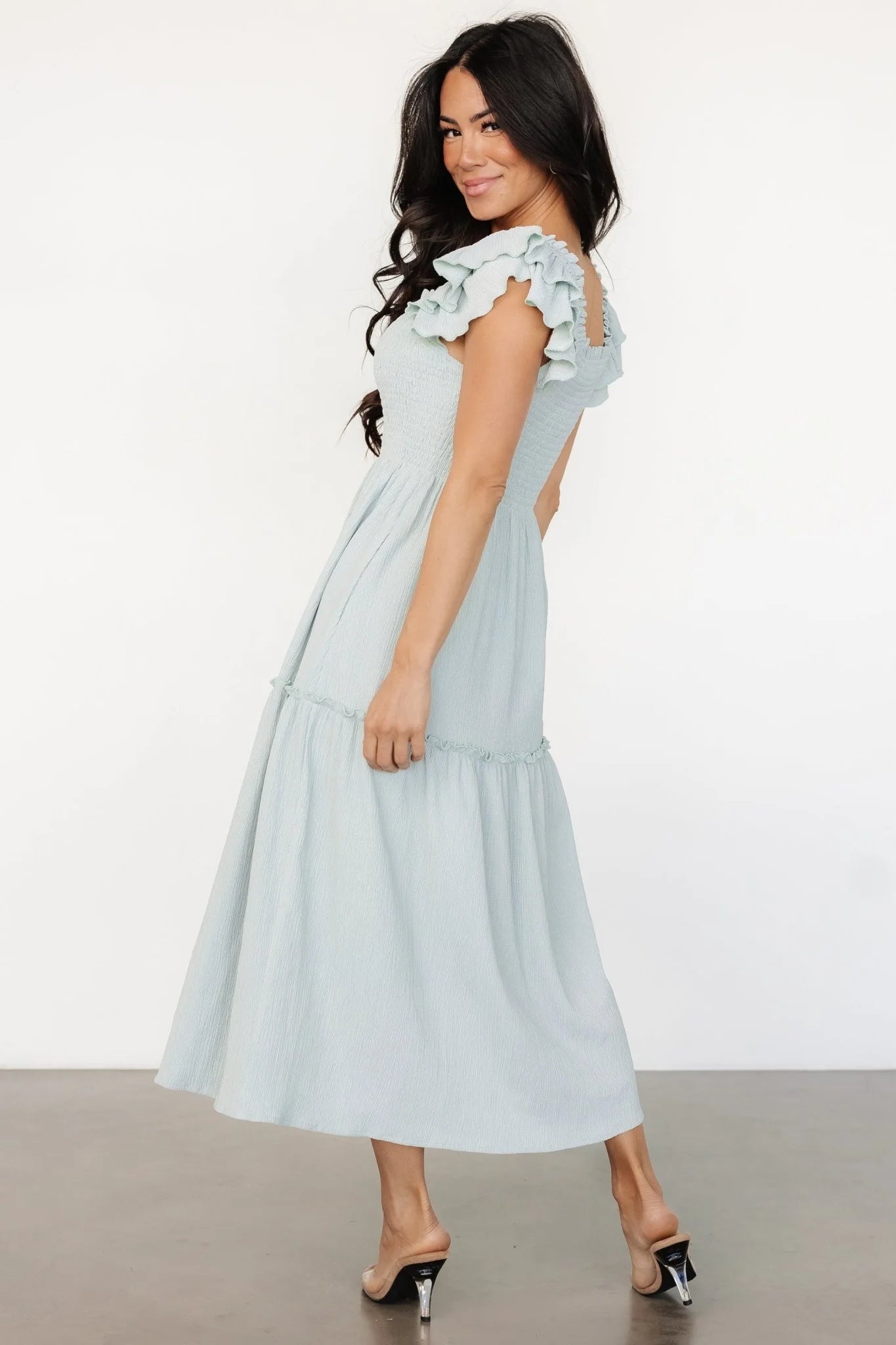 Jacie Smocked Midi Dress | Light Blue