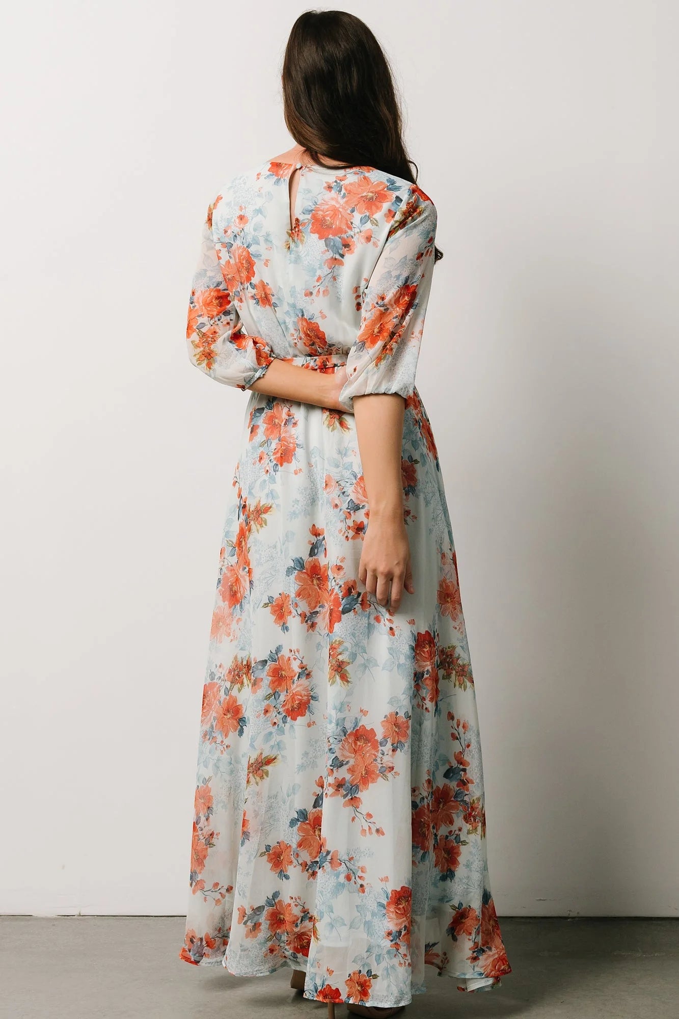 Rebecca Maxi Dress | Blue + Coral Blossom
