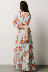 Rebecca Maxi Dress | Blue + Coral Blossom