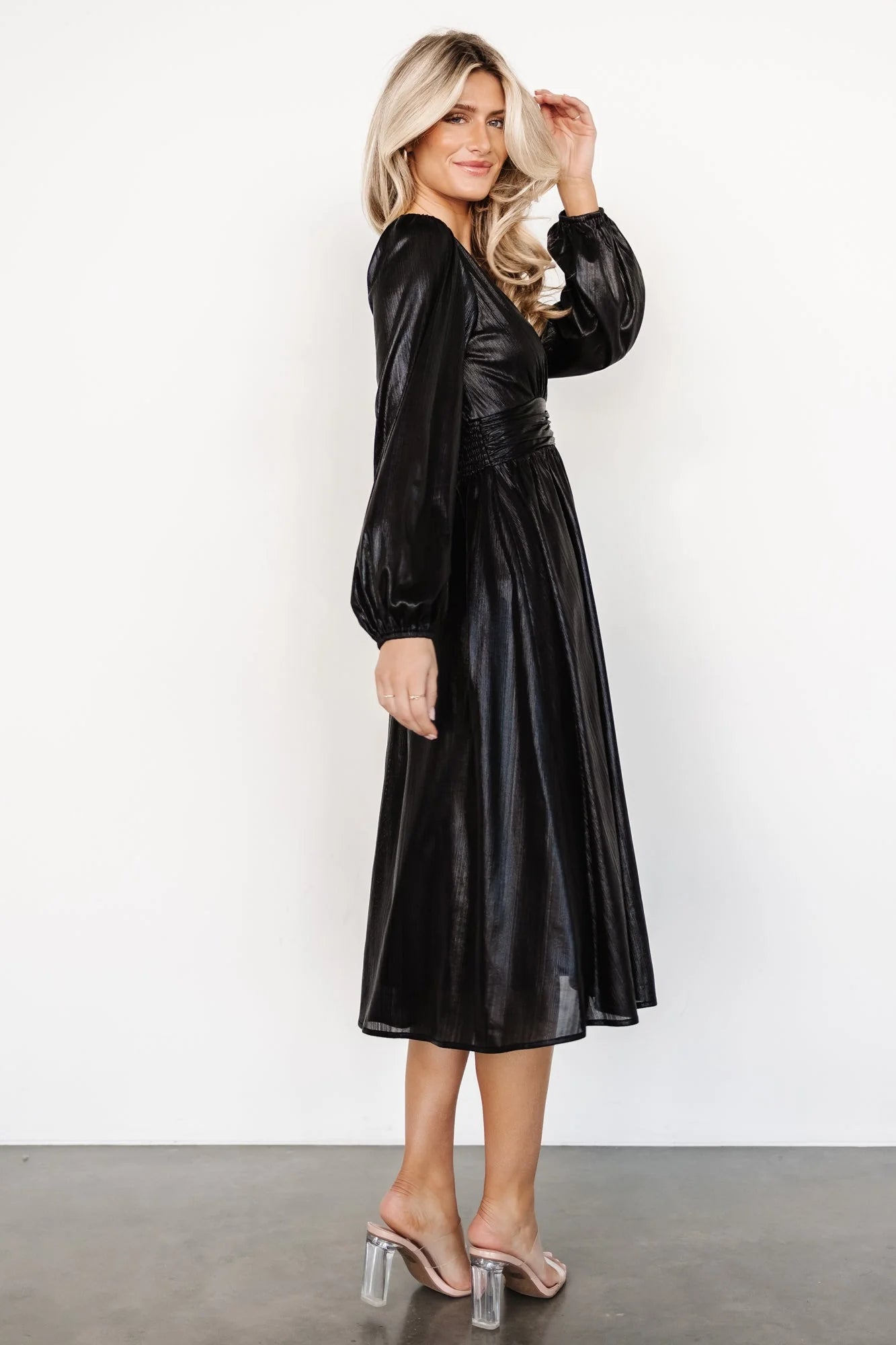 Aisha Shimmer Dress | Black
