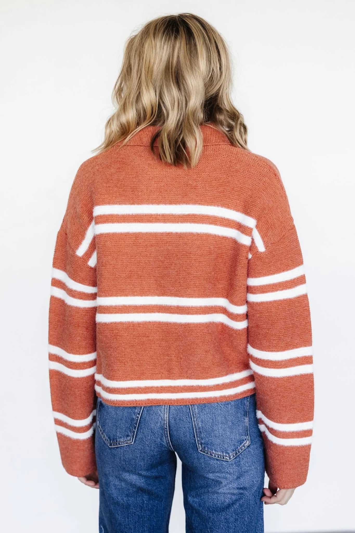 Olsen Stripe Sweater | Dark Clay + White