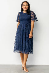 Kendra Embroidered Dress | Navy