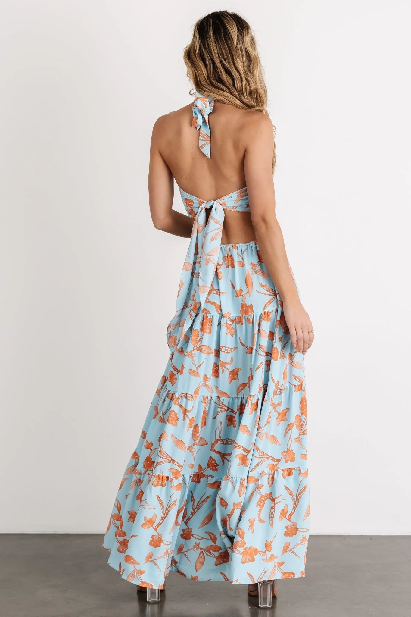 Laie Back Tie Maxi Dress | Blue + Orange