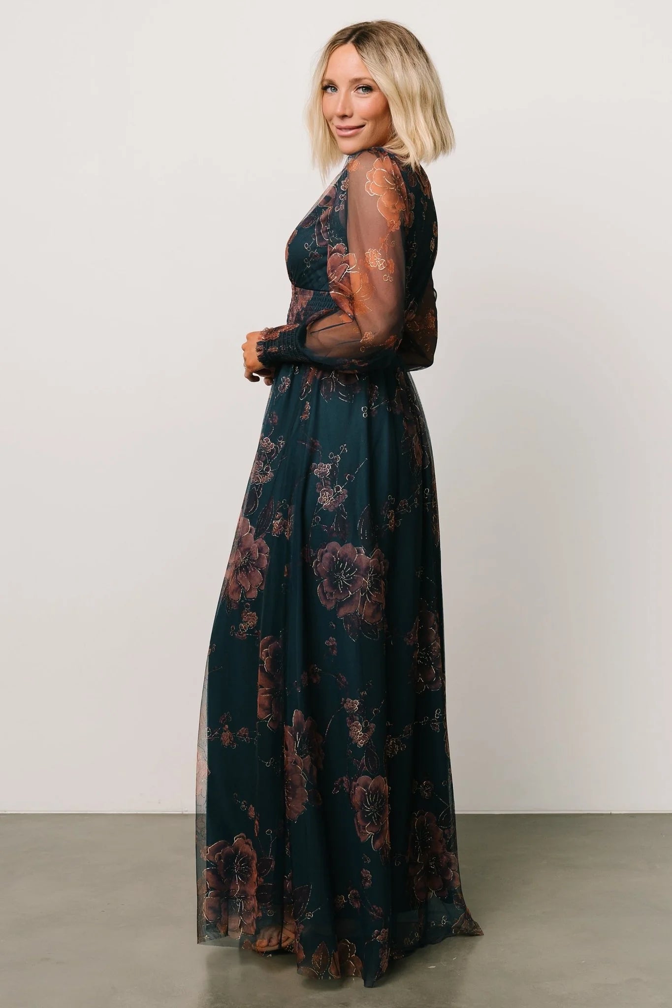 Layla Tulle Maxi Dress | Copper + Blue Metallic