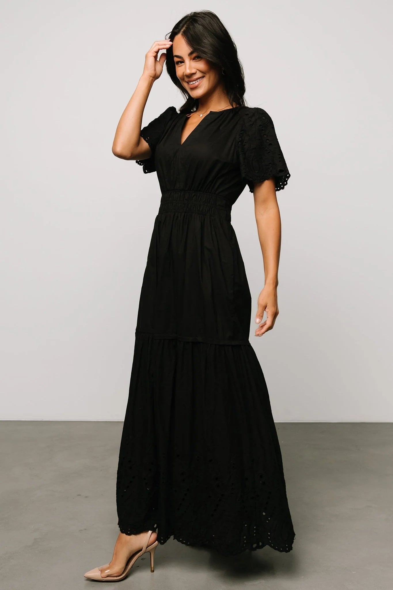 Annette Eyelet Maxi Dress | Black