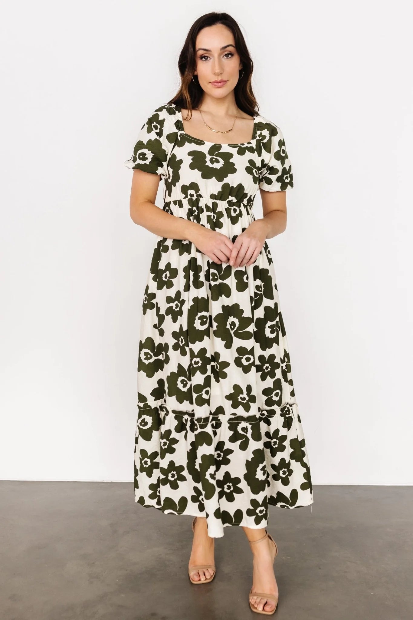 Kasey Maxi Dress | Olive + Ivory Print