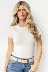 Bruna Faux Leather Buckle Belt | Ivory