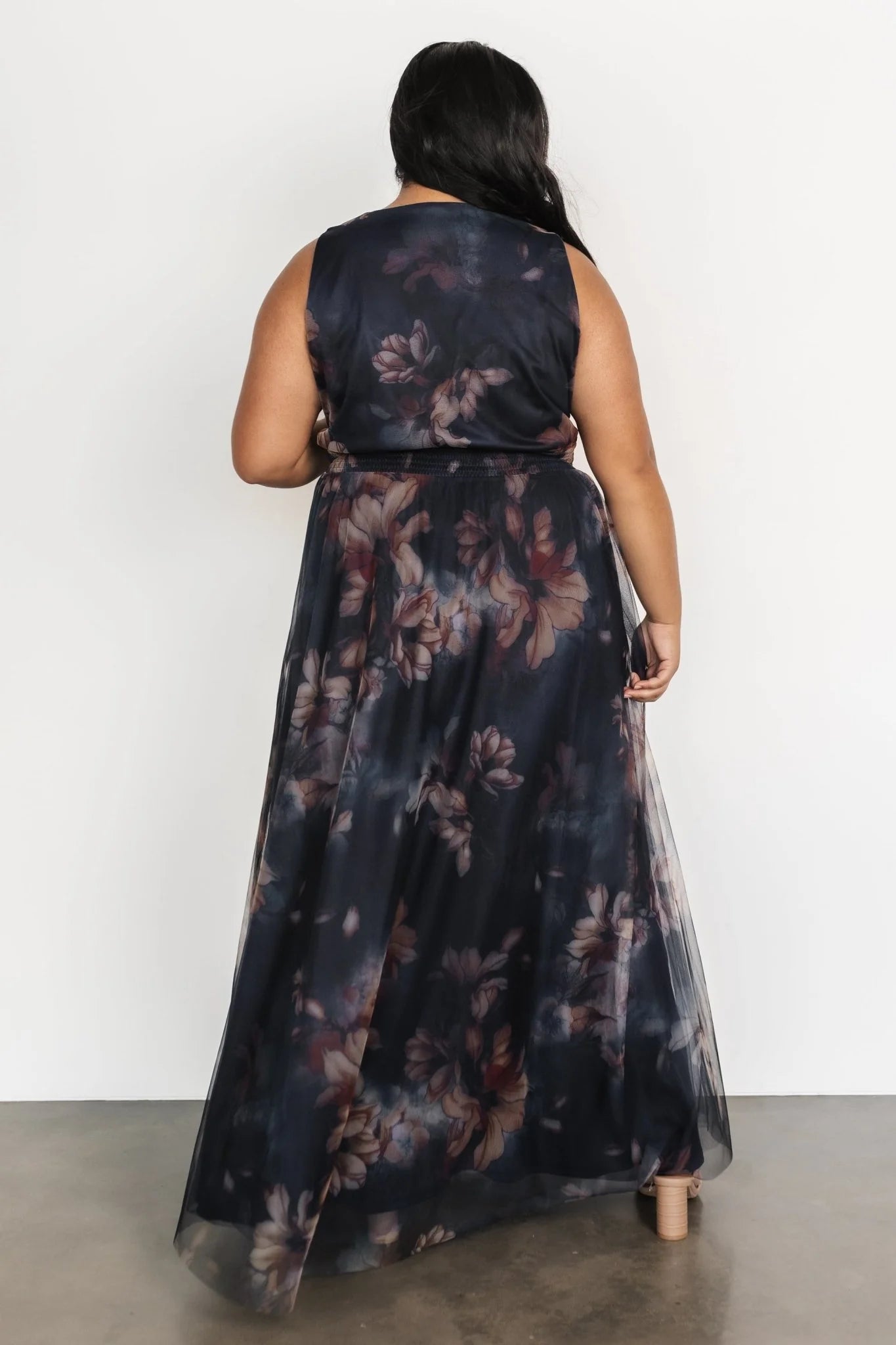 Kamila Tulle Maxi Dress | Dark Blue Floral