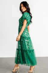 Doria Tulle Floral Maxi Dress | Green