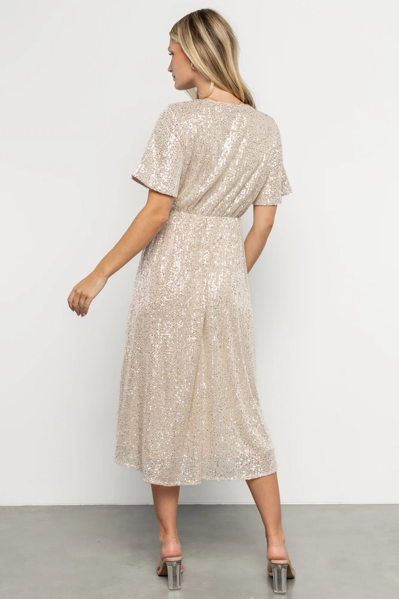 Mayfair Sequin Midi Dress | Champagne