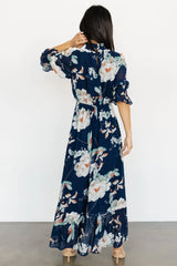 Marie Mock Neck Maxi Dress | Navy Floral
