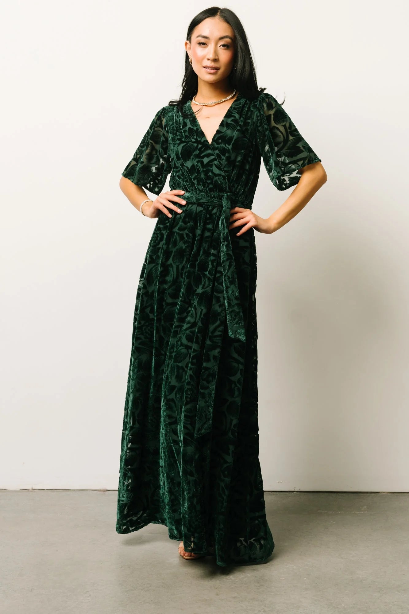 Uma Velvet Maxi Dress | Dark Green