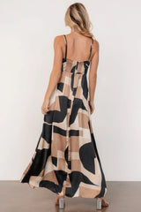 Xanthe Slip Dress | Midnight + Taupe Print