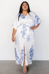 Florina Kimono Maxi Dress | White + Blue