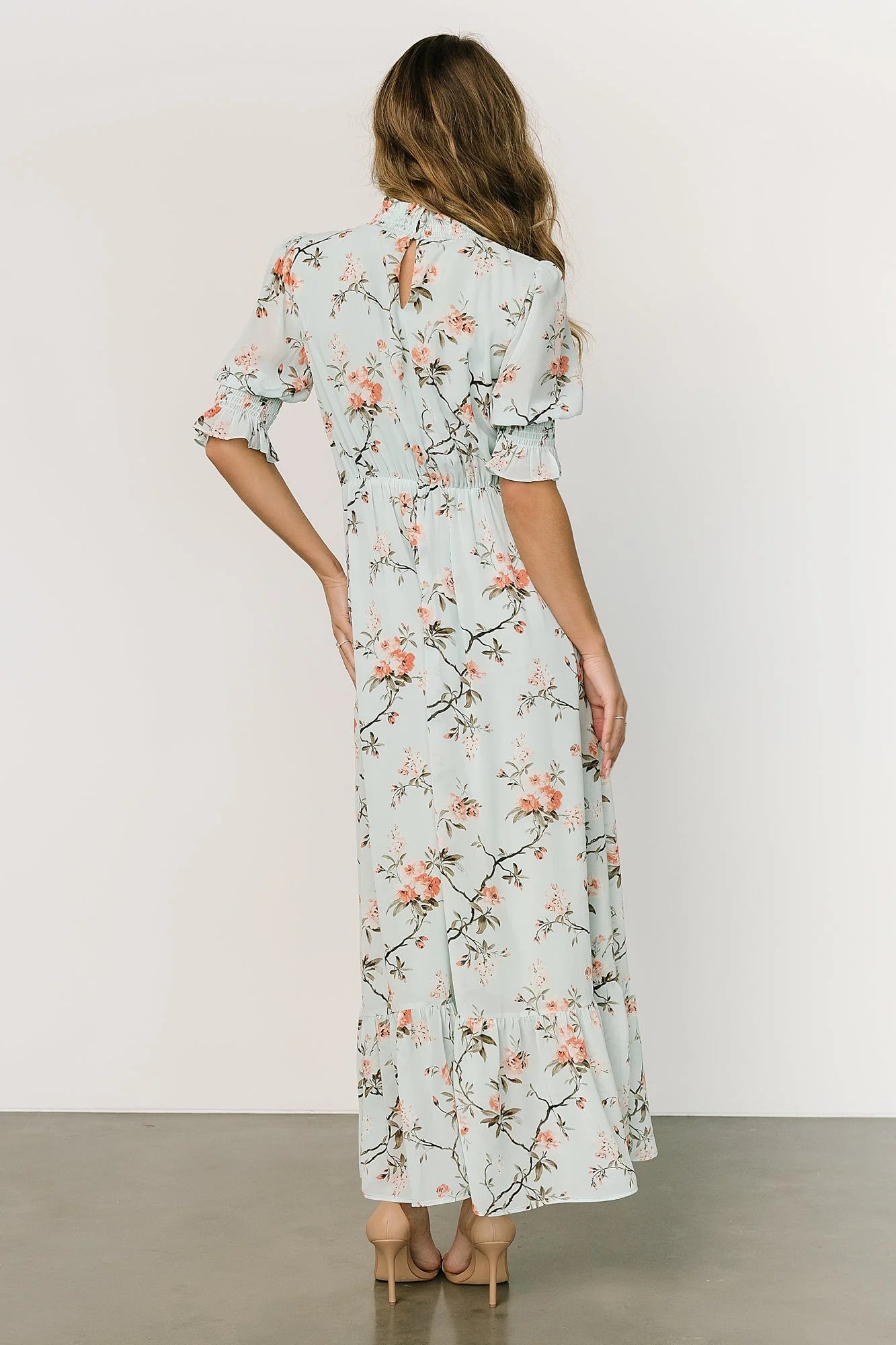 Marie Mock Neck Maxi Dress | Sage Floral