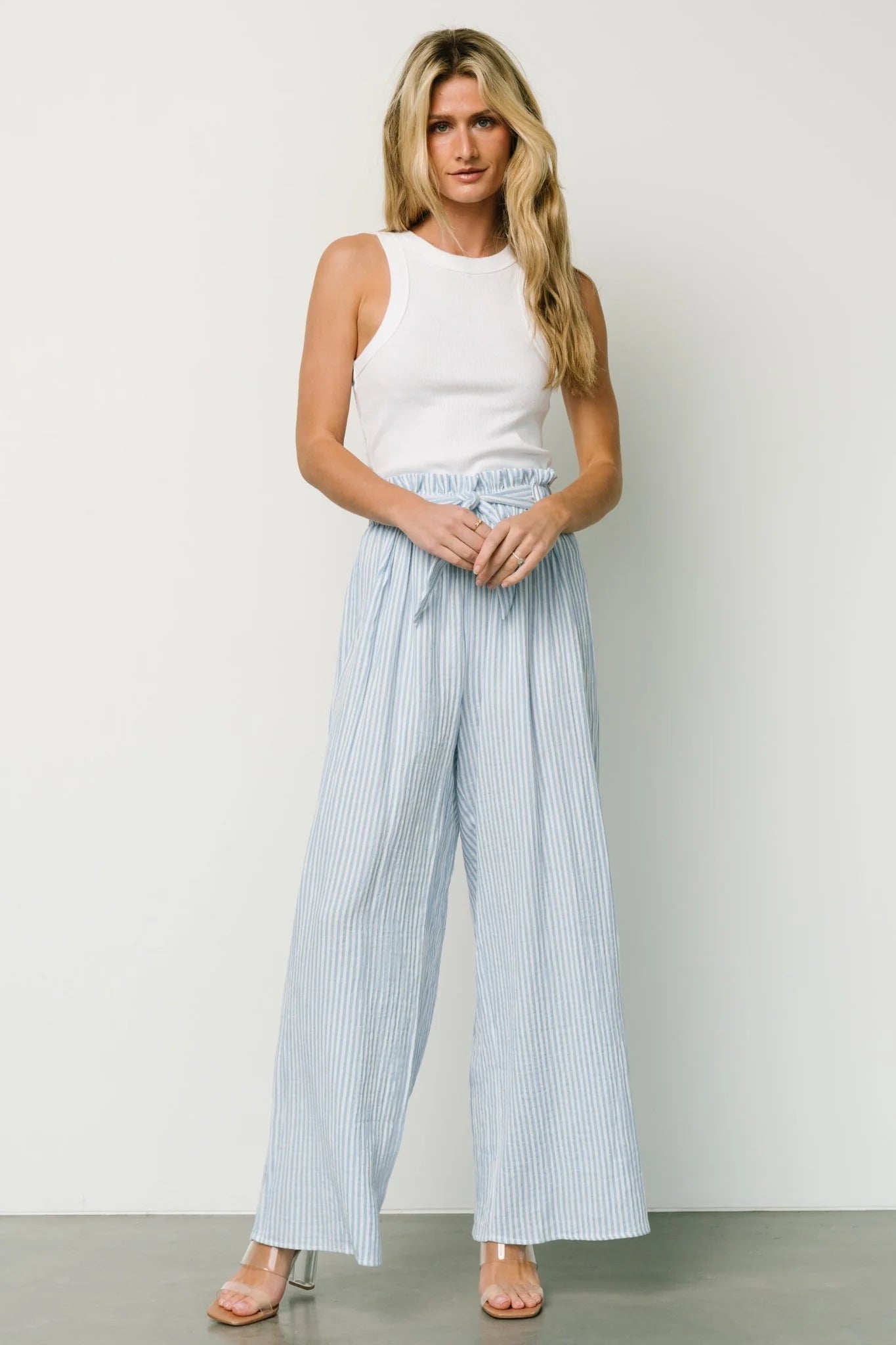 Delphi Wide Leg Pants | Blue Stripe