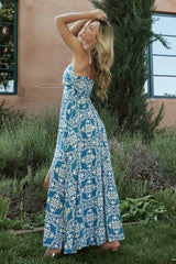 Kali Maxi Dress | Blue + White