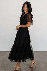 Martha Smocked Tulle Dress | Black