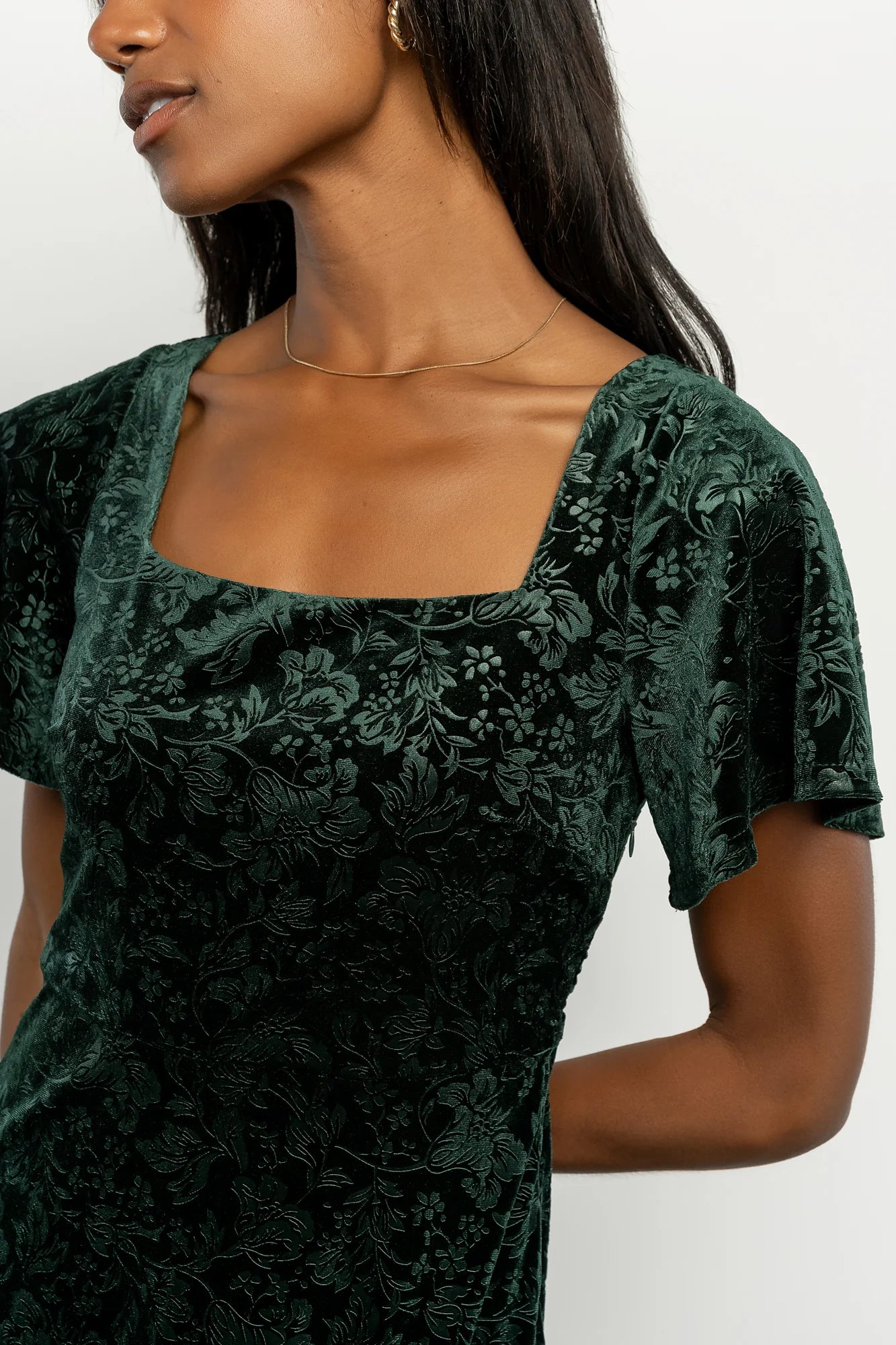Eirene Velvet Dress | Emerald