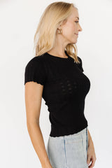 Penny Pointelle Top | Black