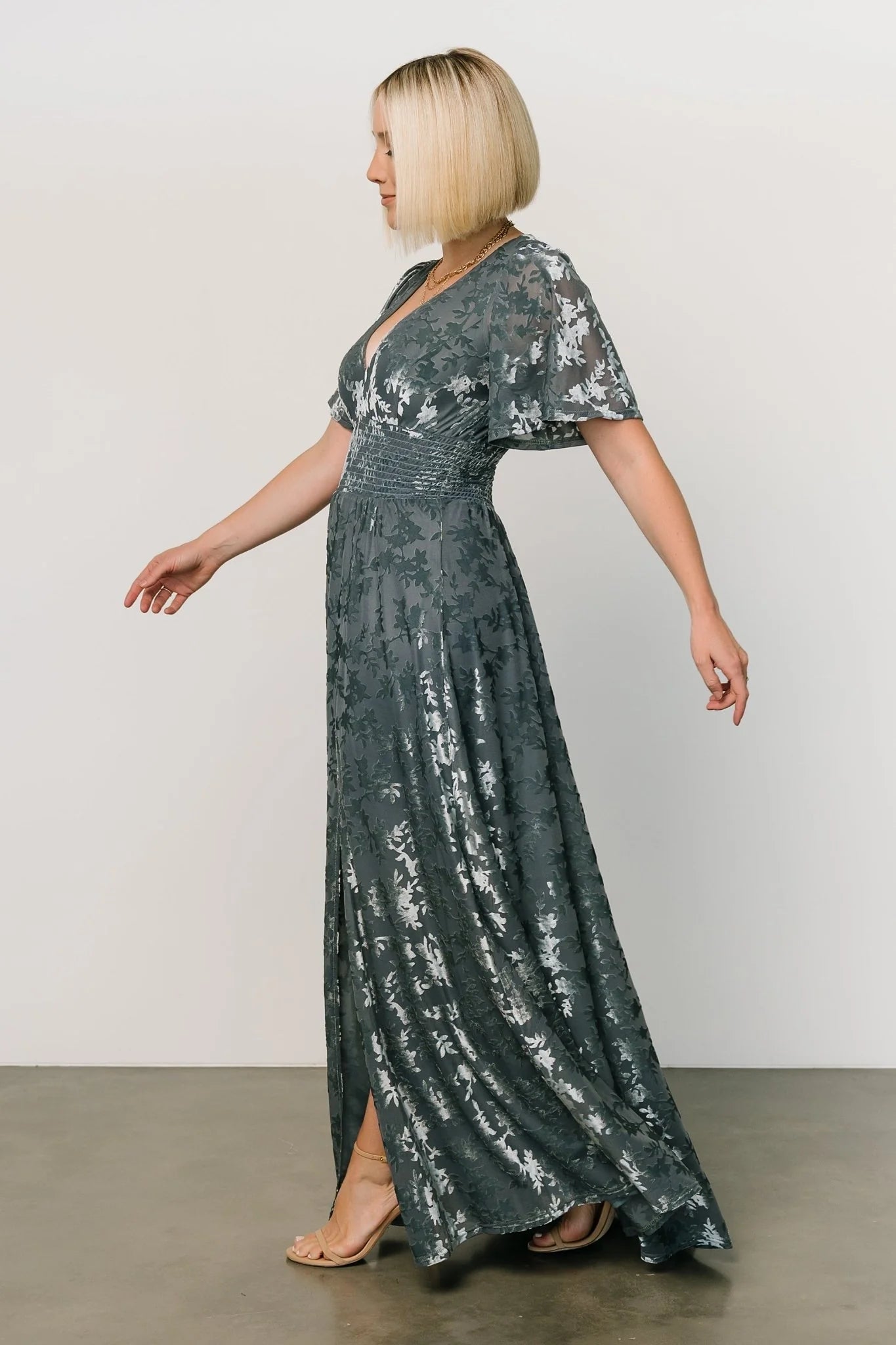 Veronica Velvet Maxi Dress | Slate Blue
