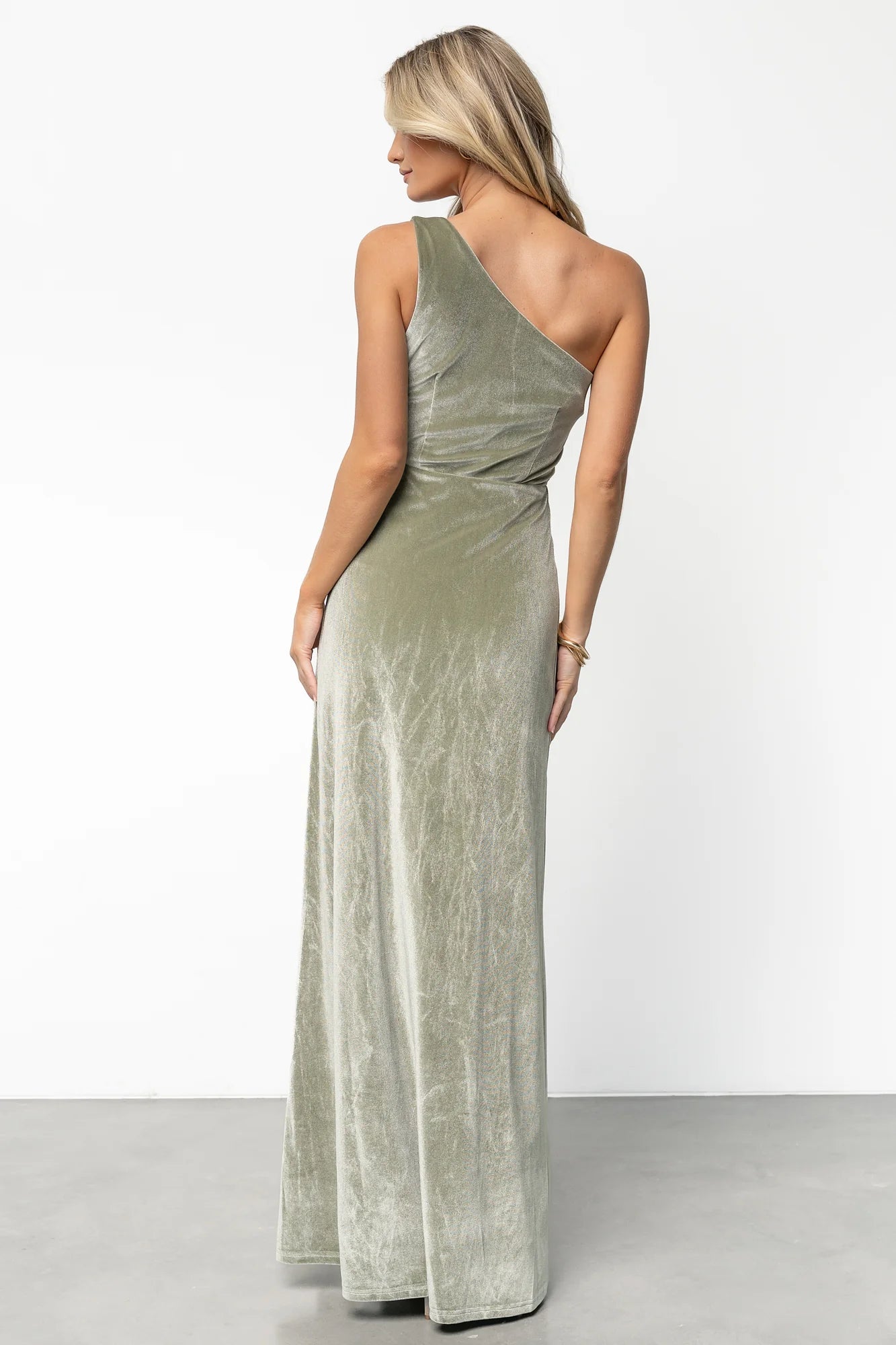 Tatiana Velvet One Shoulder Maxi Dress | Sage