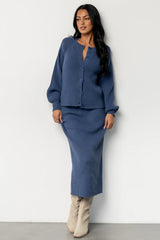 Blair Rib Knit Cardigan | Blue