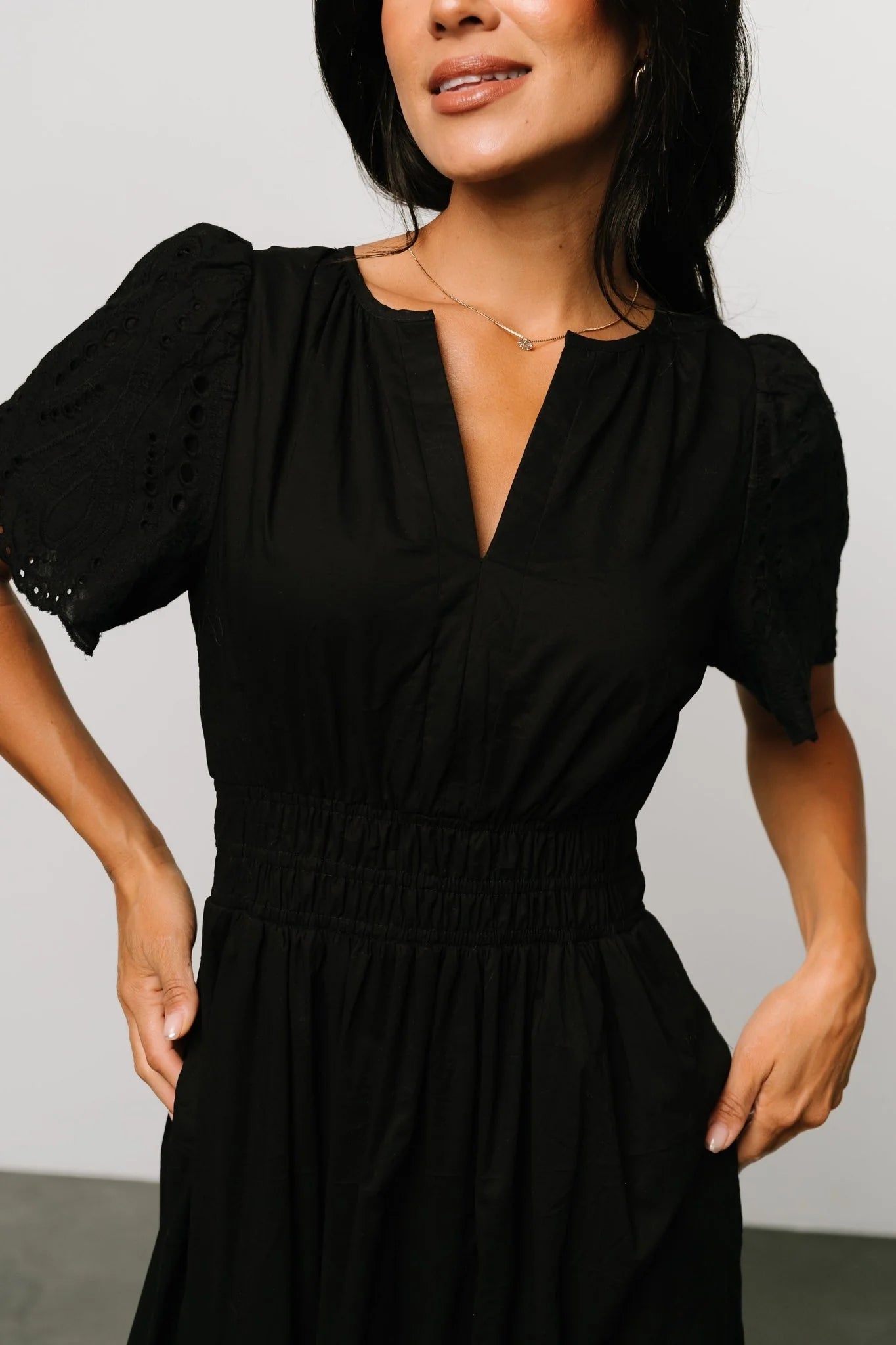 Annette Eyelet Maxi Dress | Black