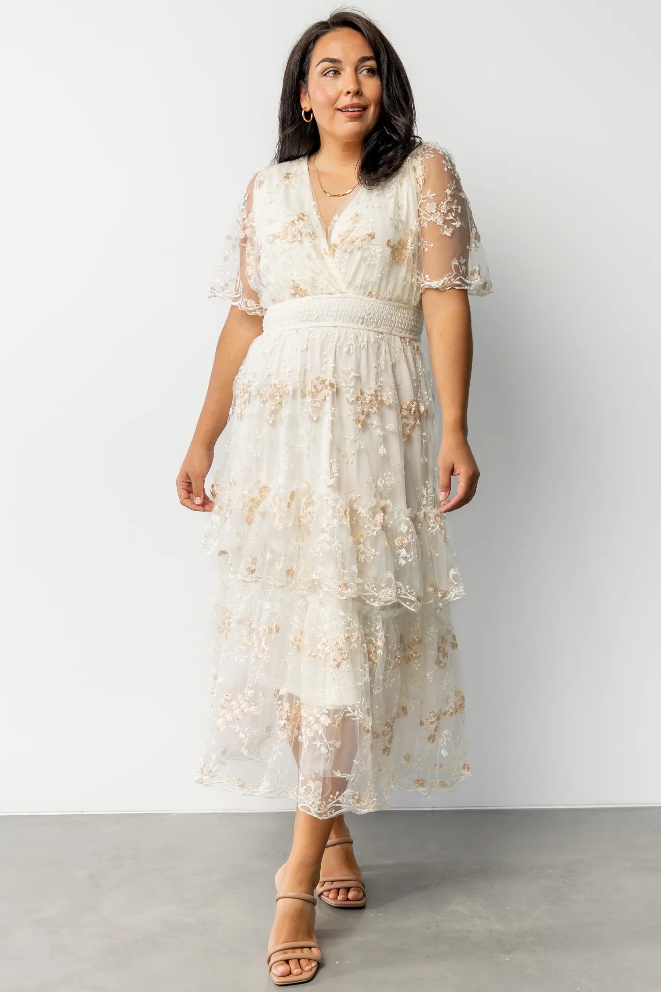 Eleanor Embroidered Midi Dress | Cream Floral