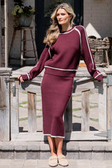 Ava Knit Midi Skirt | Wine