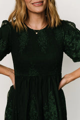 Corrine Embroidered Midi Dress | Emerald